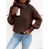 Fall and Winter Women's Caput Mortuum High Neck Knit Sweater