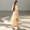26 year new bubble sleeve princess style A-line skirt, elegant and high-end summer dress, V-neck slimming fairy dress, dress