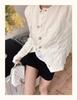 Korean Style Embroidered Pony Logo Knit Cardigan, Versatile Autumn Winter Round Neck Cable Sweater for Women