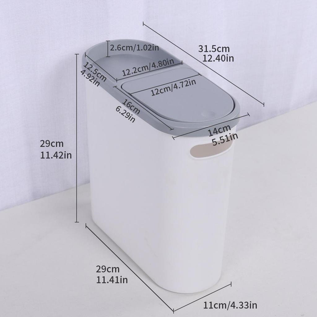 Мусорное ведро общего пользования нажимного типа с крышкой для использования в туалете, спальне, кухне и ванной комнате. Для использования в узких местах.