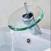 Bathroom Waterfall Basin Toque Sink Mixer Tap Faucet Chrome Glass Edge Faucet with Water Inlet Pipe