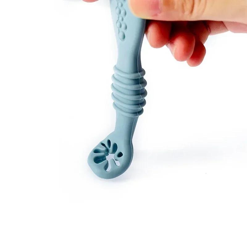 Juego de cucharas de aprendizaje para bebé, 6piezas, vajilla Adorable para niño pequeño, mordedor de silicona, juguetes de alime