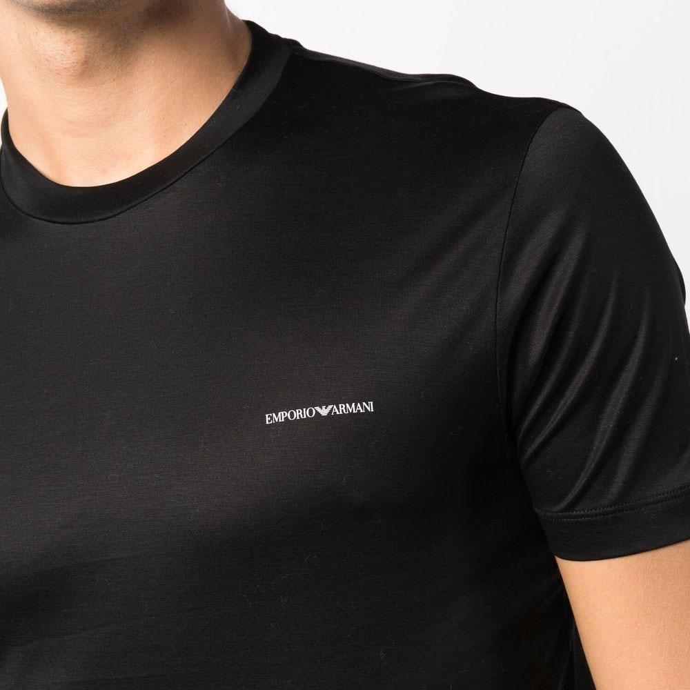 Emporio Armani SS22 Пуловер с принтом букв Круглый вырез Короткий рукав Футболка Мужские Топы Черный 8N1TD81JUVZ0999