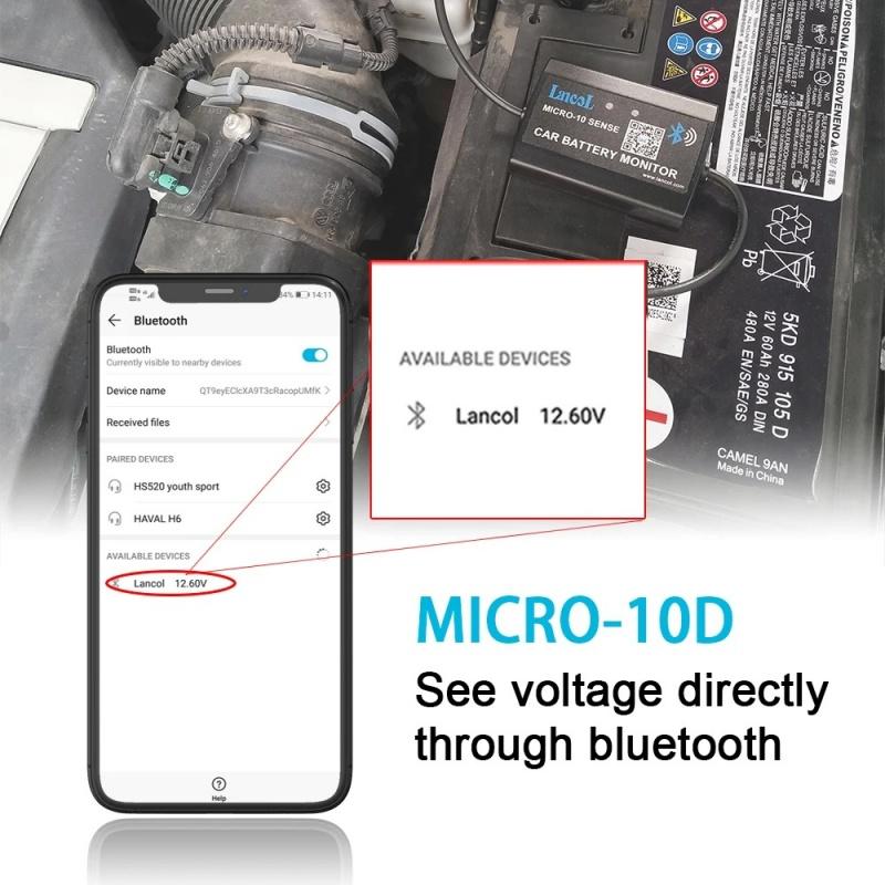 Lancol Micro-10D Bluetooth Digital Voltmeter for Android Only - Mini Voltage Meter with Phone Display