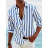 Striped Color Blocked Long Sleeved Shirt for Men In Spring Simple Solid Color Shirts Men’s