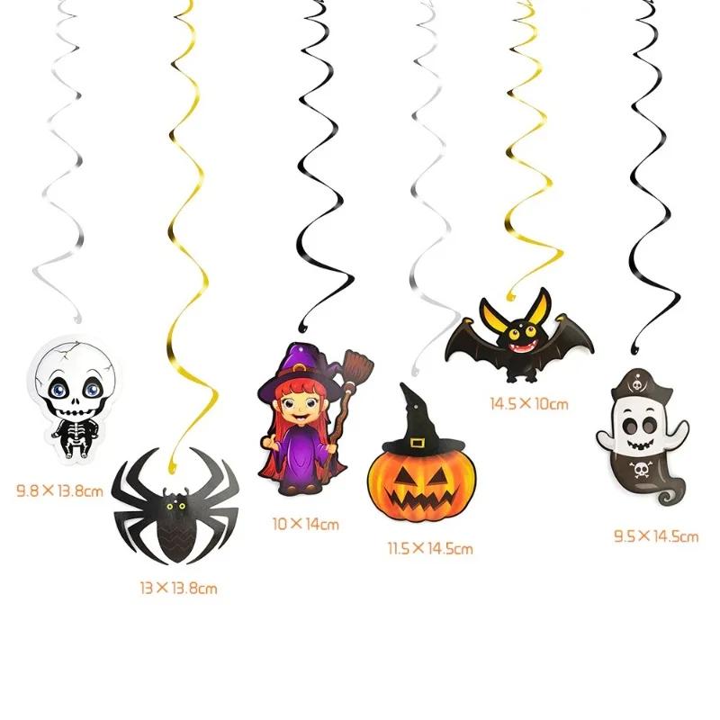 6 шт. Подвесные спирали для потолка, Хэллоуин, украшение для подвешивания, домашний дом ужасов, фестивальные принадлежности для вечеринки, DIY, украшение для мероприятия