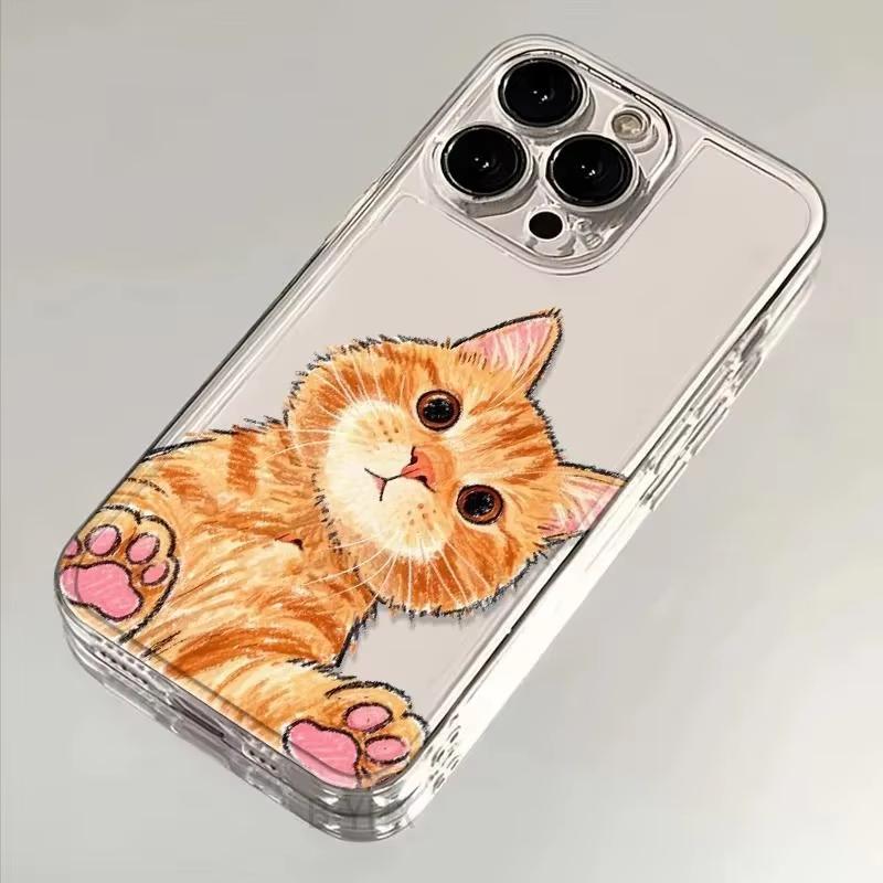 Милый оранжевый кот Прозрачный чехол для телефона Samsung Galaxy S26 S24 S25 S23 Ultra S22 S21 S20 Plus FE A50 A71 A72 Мягкий ТПУ чехол