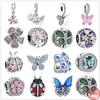 100% 925 Sterling Silver Flower Butterfly Charm Fit Ashion Bracelet Making DIY Fashion Jewelry for Women
