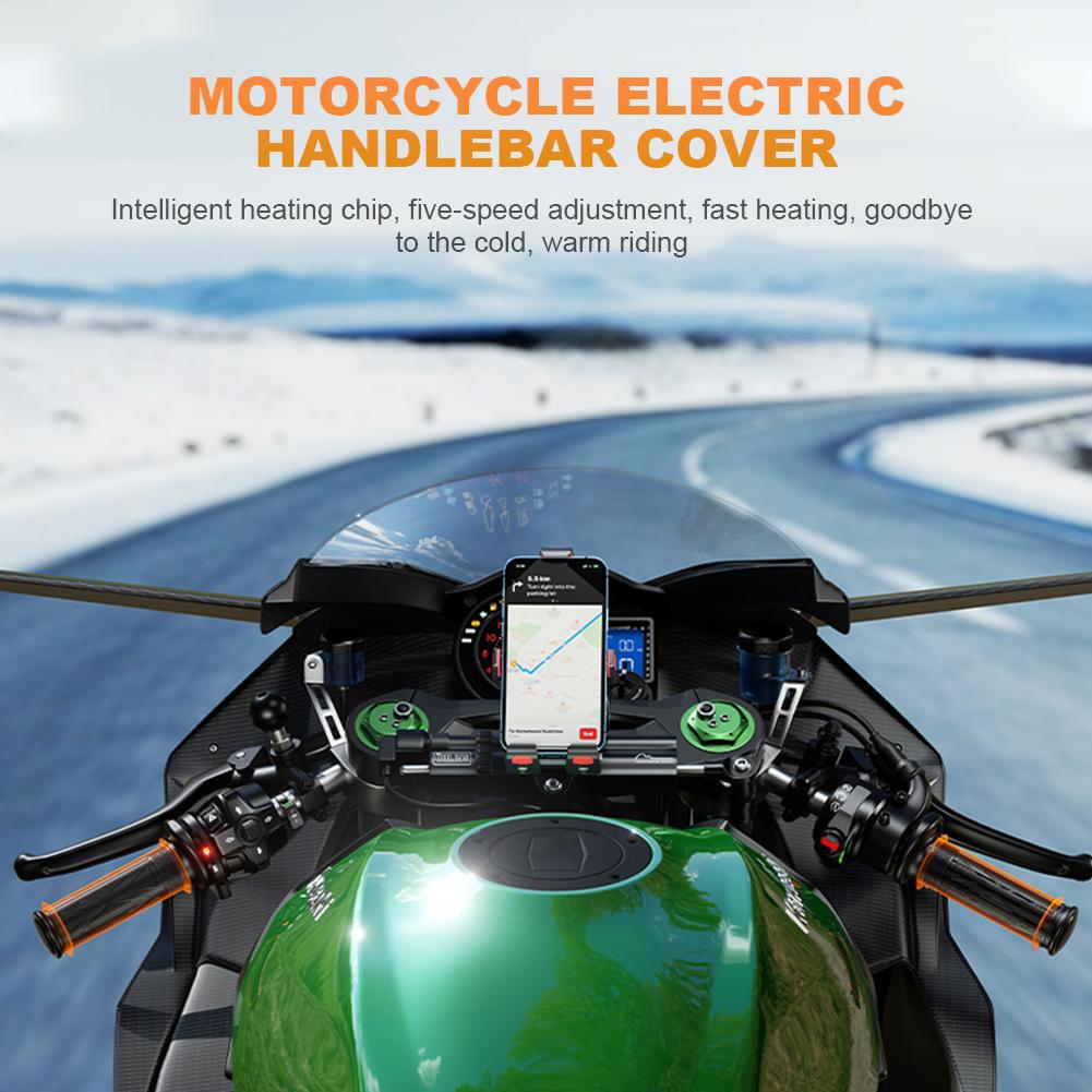 Электрический подогрев руля DC 12V для скутера, грелка для рук, 5-ступенчатая электрическая ручка с подогревом, интеллектуальный контроль температуры для зимы
