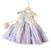 Девочковое пышное летнее платье-принцесса без рукавов из сетки