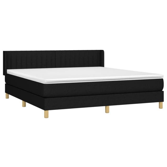 Maison Exclusive - Sommier à lattes de lit avec matelas Noir 160x200 cm Tissu