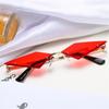 UV400 Lozenge Sunglasses Rimless Halloween Eyeglasses Fashion Polygon Sun Glasses  for Women & Men
