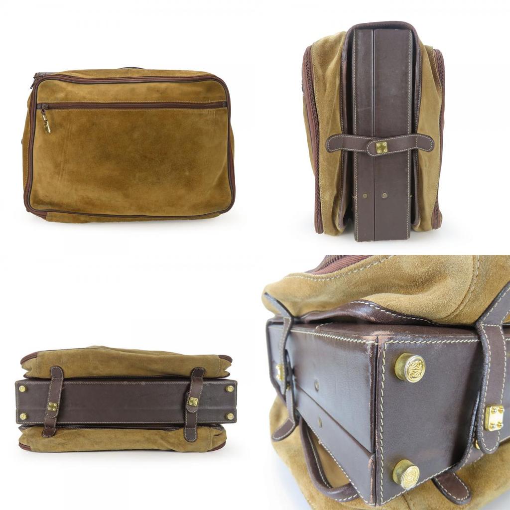 Used LOEWE Business Bag Leather Brown Beige Attache Case