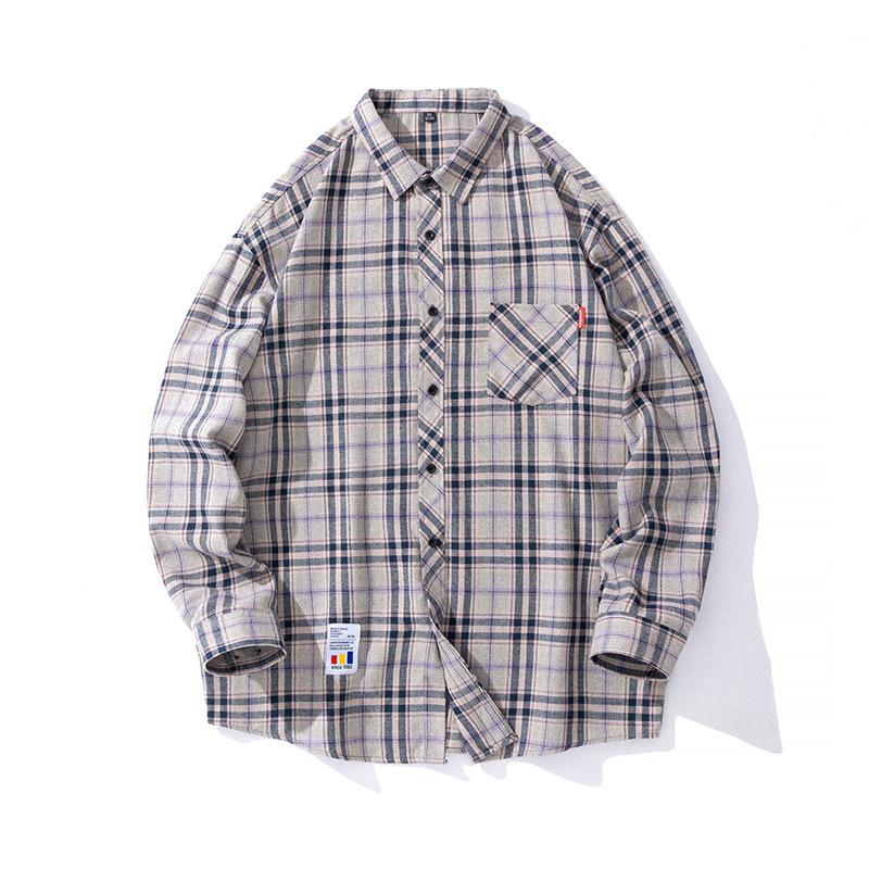 Мужская клетчатая рубашка с длинным рукавом, весенняя корейская повседневная рубашка, мужская рубашка