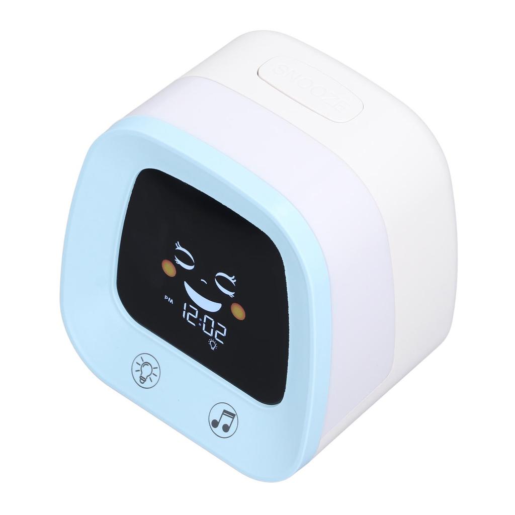 Детский мультяшный будильник с нежной музыкой, ночник, успокаивающий настроение, цифровые часы для обучения сну, синий