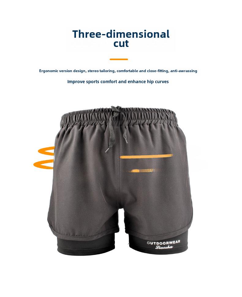 Men's Anti-Embarrassment Quick-Dry Double-Layer Boxer Swim Trunks for Beach, Swimming, and Hot Springs