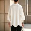 Womens Oversized V-Neck Knit Sweater With Lantern Sleeves Loose Fit Solid Color Fall Winter 2026