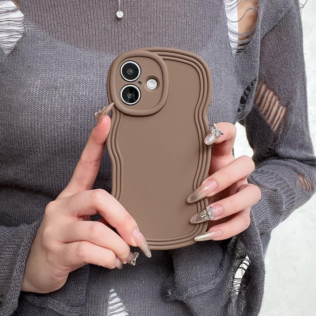Ins простой нишевый стиль подходит для iPhone15promax Apple 16 чехол для мобильного телефона 13/14 волнистый край мягкий чехол 12
