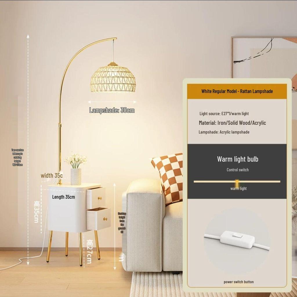 Современный кремовый торшер: Универсальный стиль для спальни, гостиной и прикроватной тумбочки