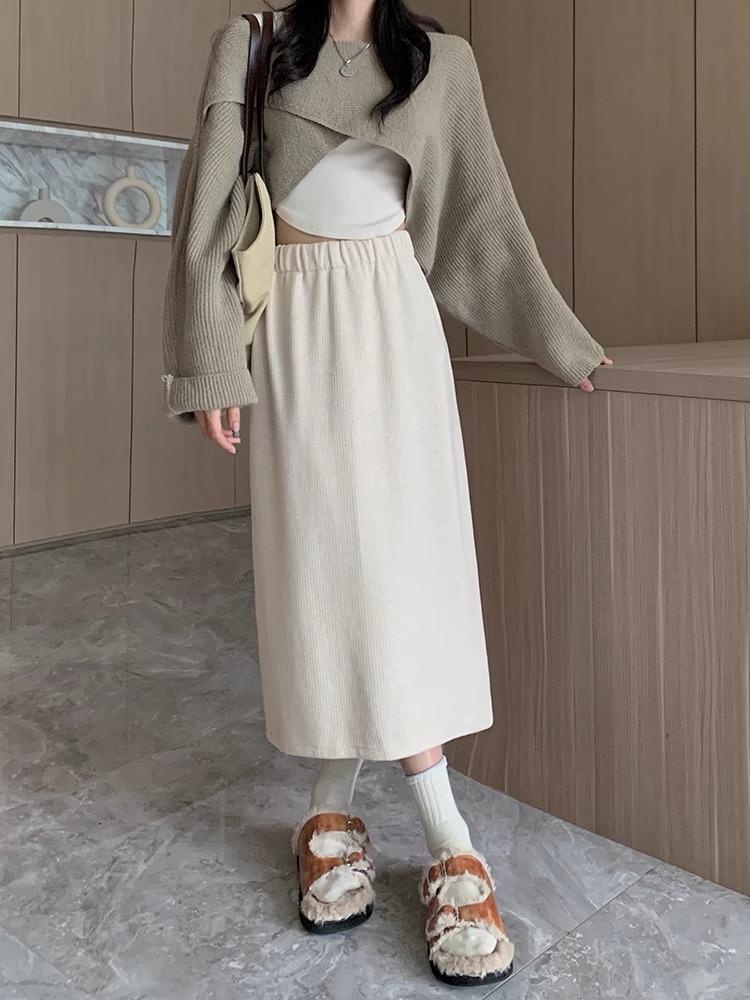 Женская вельветовая юбка А-силуэта с высокой посадкой - Приталенный крой, стильный корейский дизайн для осени/зимы 2023