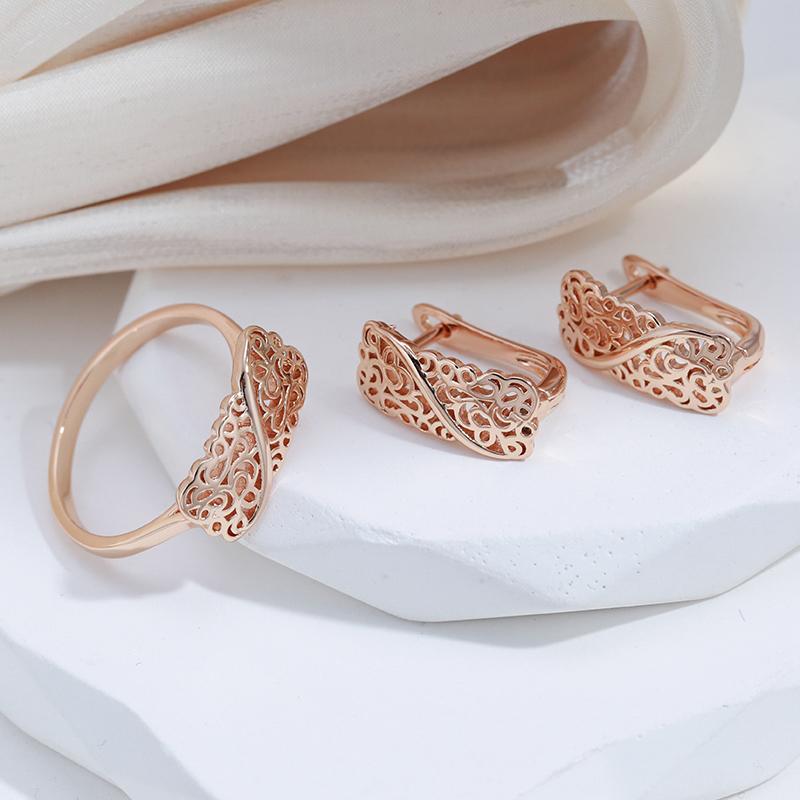 Винтажные полые кольца для женщин Kinel, модные ювелирные изделия цвета розового золота