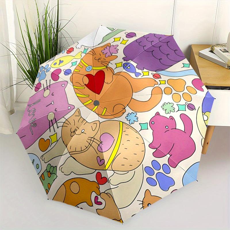 1pc Cat-themed Automatic Opening/closing Umbrella with Auto Open/Close, Windproof, Foldable Sunshade, Perfect Gift for Friends, Durable Plas