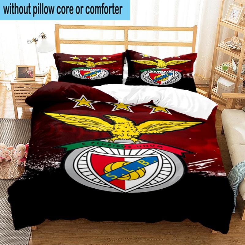 3pcs Benfica Football Club Printed Bedding Set Duvet Cover Closure Includes 1 Duvet Cover & 2 Pillowcases Bedding Sets Home Decor Gifts