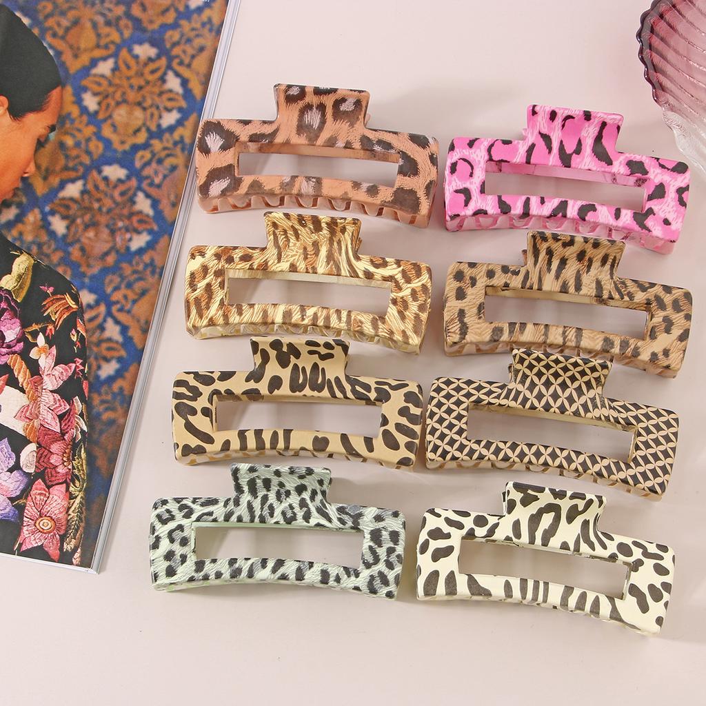Vintage Leopard Print Plastic Hair Claw Clip 10 5CM Large Size Water Transfer Printing New Cross Border Fashion Hair Accessory