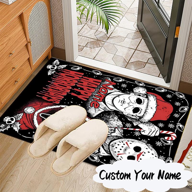 Custom Name Horror Holiday Mashup Carpet, Chair Rug,Area Rug for Office Bedroom living rooms bedroom, Doormat decor Christmas fan gifts