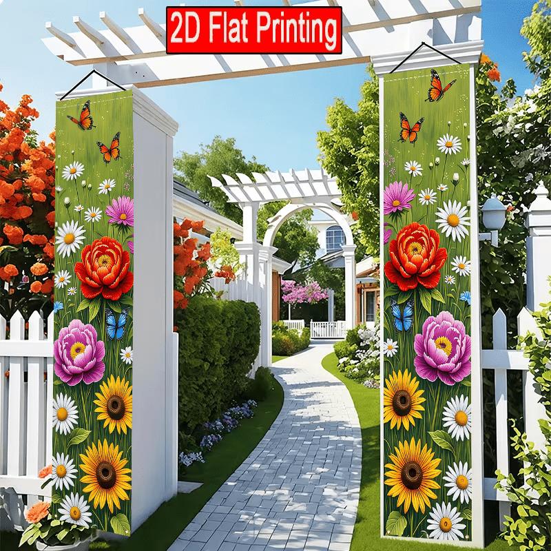 Spring Floral Sunflower Door Couplet Red Polyester 12x70.8in
