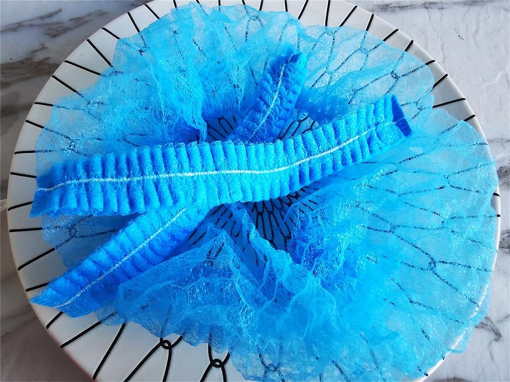 100pcs Disposable Blue Hair Nets/Caps Non-woven Head Cover for Food Services