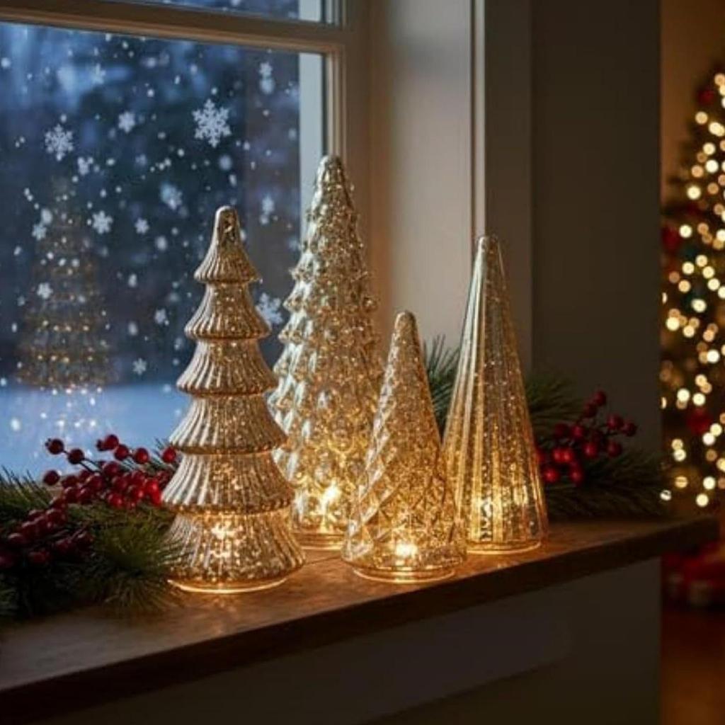 5 Pieces LED Party Decorations Christmas Trees with Lights LED Light Up Christmas Tree for Outdoor Desk Table Fireplace Bedroom