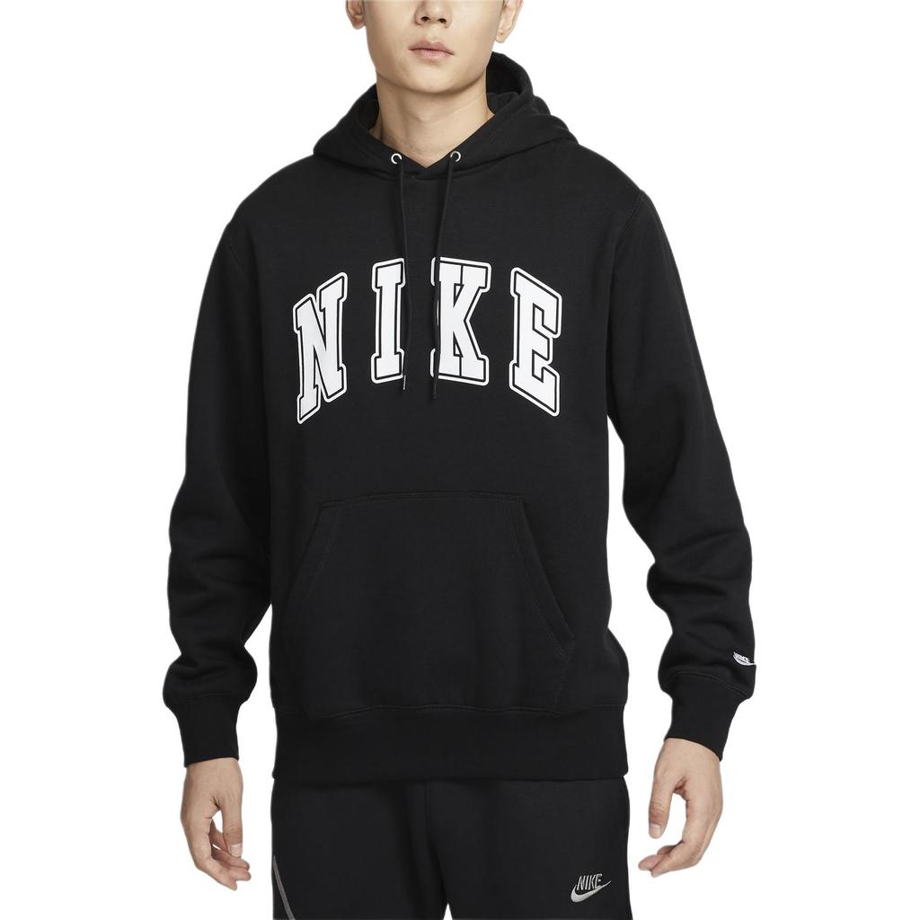 Nike Клубная мода Универсальная Повседневная Толстовка с капюшоном из флиса Мужские Худи Черный Белый FZ0872-010