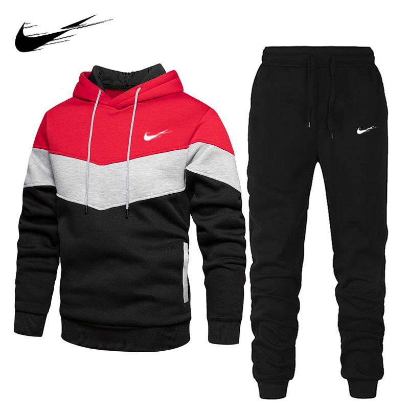 Оранжевый Осень Зима Новый Стиль Комплект Из Двух Частей Толстовка С Капюшоном + Штаны Мужской Спортивный Костюм Спортивные Костюмы Повседневная Уличная Одежда Мужские Наряды Спортивные Костюмы Комплект Спортивного Костюма