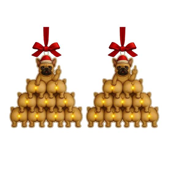 1/2/3/4 шт. Рождественское акриловое украшение в виде бульдога, подвеска, зеркало заднего вида автомобиля, рождественская елка