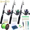 SOUGAYILANG 1.6m Telescopic Fishing Rod Pole with 5BB Metal Spinning Wheel Fishing Rods and Reels Set