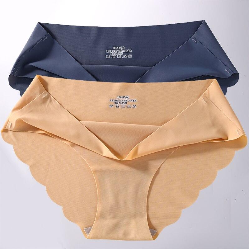 2Pcs/Set Seamless Silk Women's Panties Briefs Women Underwear Female Underpants Comfortable Silk Panty Sexy Woman Lingerie M-XL