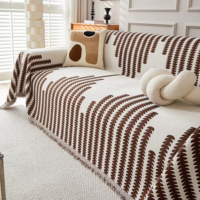 Полотенце для дивана в скандинавском стиле из шенилла с кисточками в стиле бохо с геометрическими узорами для гостиной, повседневные чехлы для дивана, одеяла для кроватей