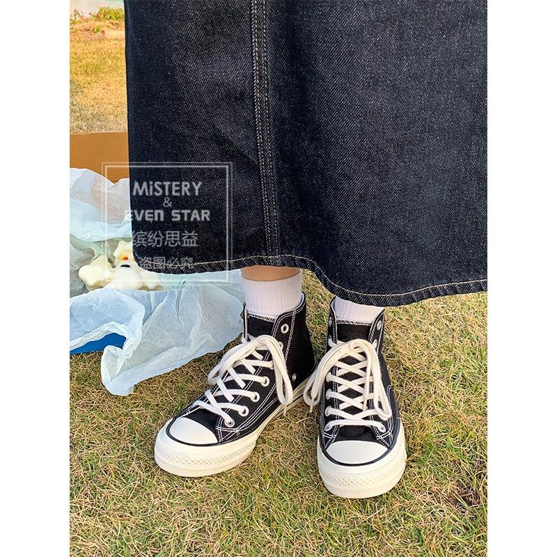 Классические парусиновые туфли женские высокие кеды 19