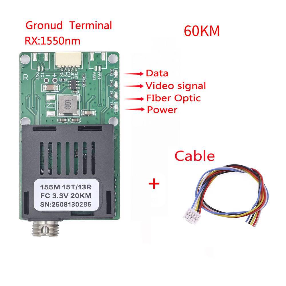 FPV Drone Fiber Optic Module - 1-Way Video to Fiber Optic TTL for Sky-to-Ground Embedding