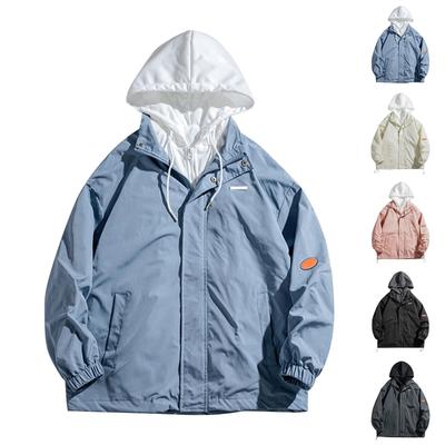 Унисекс Осенняя повседневная спортивная ветрозащитная куртка с цветными блоками на молнии Рабочая куртка