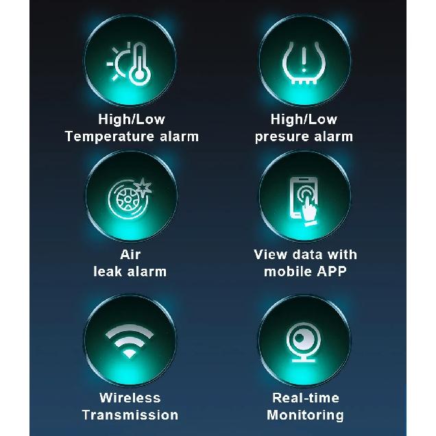 Motorcycle Car TPMS Tire Pressure Alarm Monitor Bluetooth 5.0 Apple IOS Android System Temperature Warning Sensors Tire Gauge
