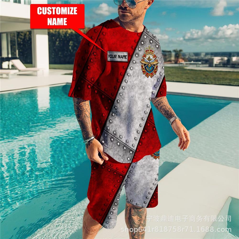 Летняя мужская футболка с 3D принтом и круглым вырезом, шорты с короткими рукавами, комплект из двух предметов, модная повседневная классная уличная одежда, спортивный костюм большого размера