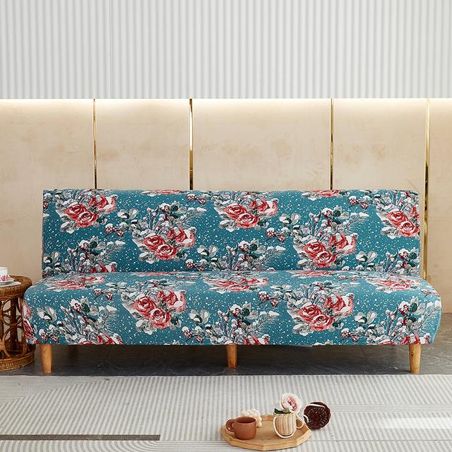 Print Flower Leaf Butterfly Heart Kiss All Without Armless Sofa Bed Cover Elasticity Slip Sofa Covers Pets Living Room Dustproof