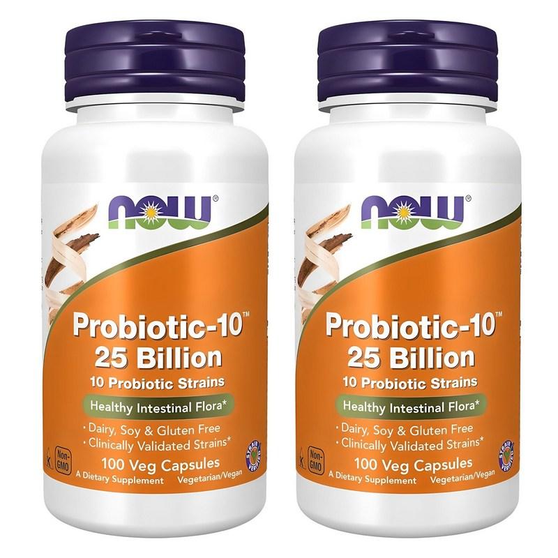 Now Foods Probiotic-10 Lactobacillus 25 Billion Veggie Capsules, 100 Tablets, 2 Units