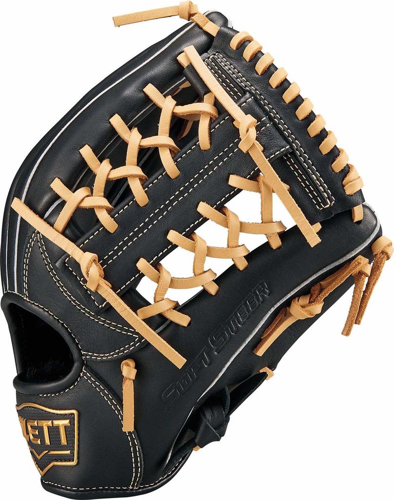 ZETT Youth Baseball Soft Steer Black x Pastel Brown BJGB74440 Glove, Series, All-Around, Left-Handed Throw, (1932),