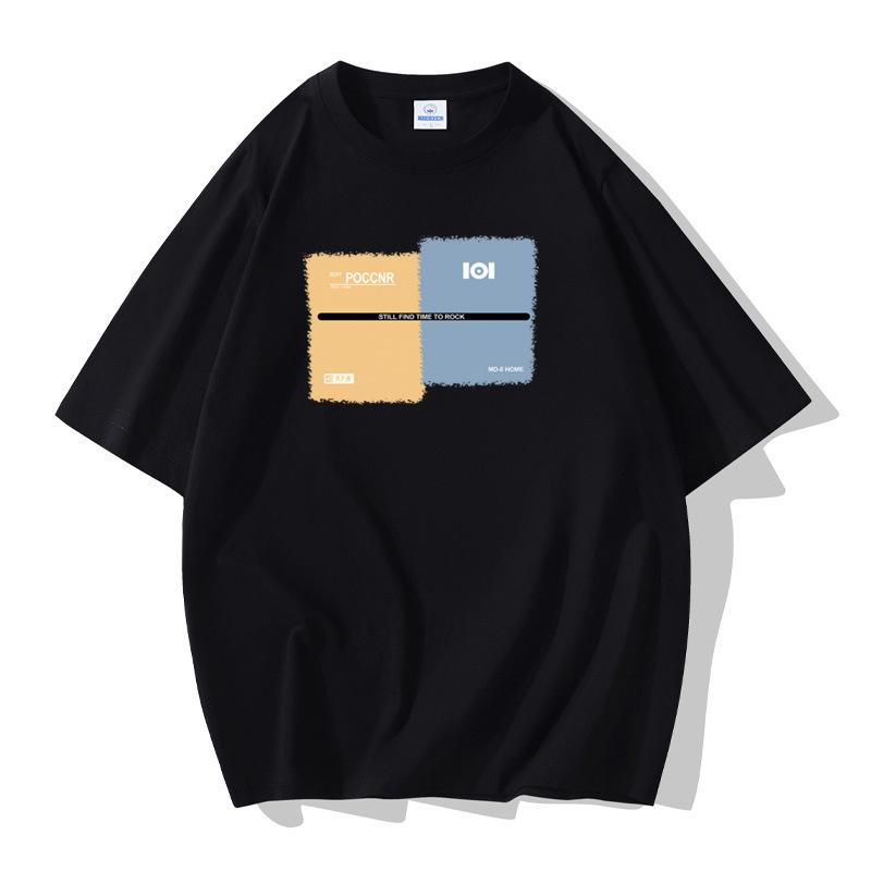 Мужская хлопковая футболка с короткими рукавами, большой размер, свободная футболка