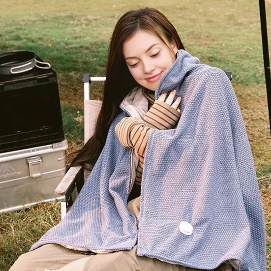 Электрическое одеяло с капюшоном на молнии, с питанием от USB, однотонное, согревающая шаль-накидка, зимнее теплое одеяло с быстрым нагревом