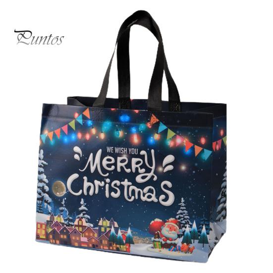 Рождественский подарочный пакет Санта-Клаус Снеговик Дизайн большой емкости с двойной ручкой из нетканого материала Подарочная упаковка для конфет