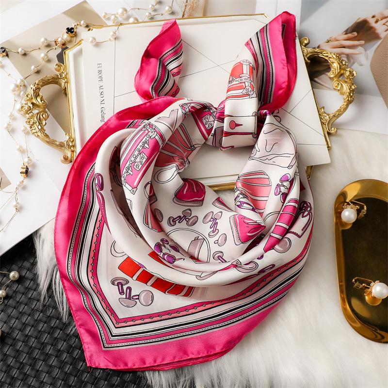 70*70cm Luxury Design Horse Print Silk Square Scarf Women Soft Satin Hairband Neckerchief Office Hijab Headband Foulard